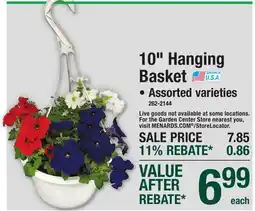Menards 10 Hanging Basket offer