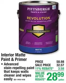 Menards Interior Matte Paint & Primer offer