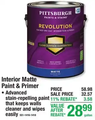 Menards Interior Matte Paint & Primer offer