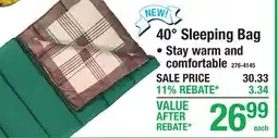 Menards 40° Sleeping Bag offer