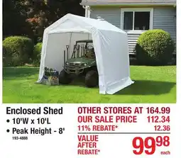 Menards Enclosed Shed offer