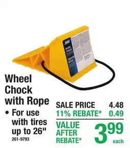 Menards Wheel Chock with Rope offer