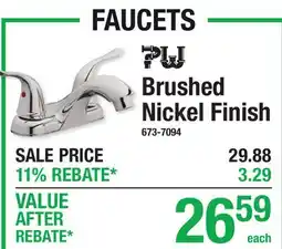 Menards FAUCETS Brushed Nickel Finish offer