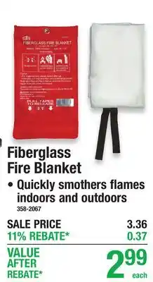 Menards Fiberglass Fire Blanket offer