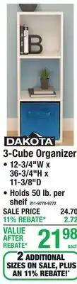 Menards DAKOTA 3-Cube Organizer offer