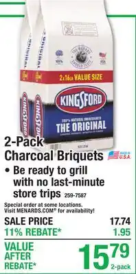Menards 2-Pack Charcoal Briquets offer