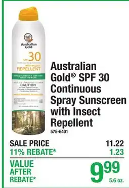 Menards Australian Gold SPF 30 Continuous Spray Sunscreen with Insect Repellent offer