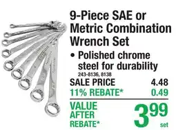 Menards 9-Piece SAE or Metric Combination Wrench Set offer