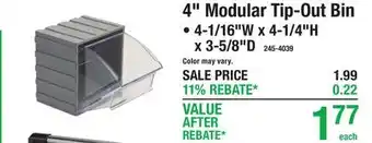 Menards 4 Modular Tip-Out Bin offer