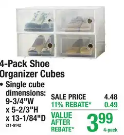 Menards 4-Pack Shoe Organizer Cubes offer