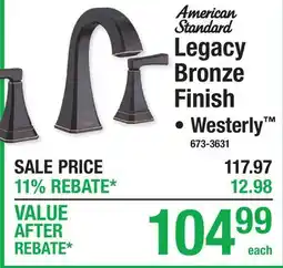 Menards American Standard Legacy Bronze Finish offer