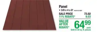 Menards Panel offer