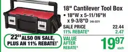 Menards 18 Cantilever Tool Box offer