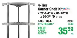 Menards 4-Tier Corner Shelf Kit offer