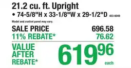Menards 21.2 cu. ft. Upright FREEZERS offer