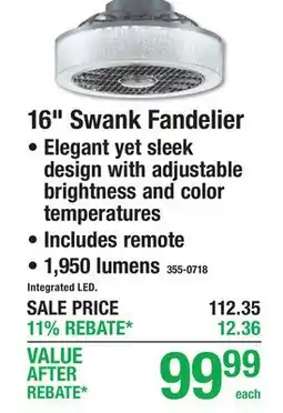 Menards 16 Swank Fandelier offer