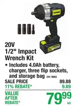 Menards Performax 20V 1/2 Impact Wrench Kit offer