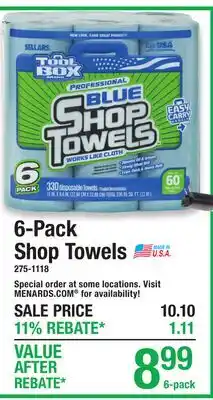 Menards 6-Pack Shop Towels offer