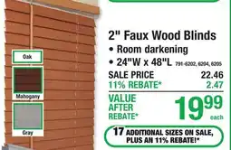 Menards 2 Faux Wood Blinds offer