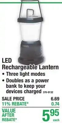 Menards LED Rechargeable Lantern offer