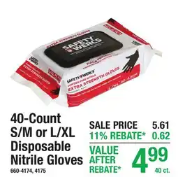 Menards 40-Count S/M or L/XL Disposable Nitrile Gloves offer