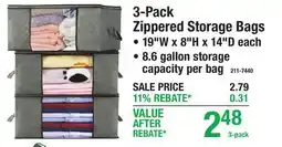 Menards 3-Pack Zippered Storage Bags offer