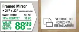 Menards Framed Mirror offer