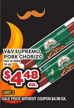 Torres Supermercado V&V SUPREMO PORK CHORIZO offer