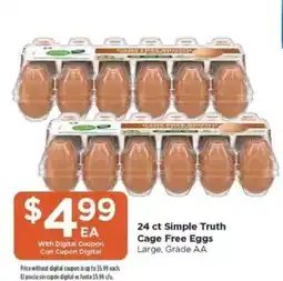 Food 4 Less 24 ct Simple Truth Cage Free Eggs offer