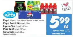 Safeway Pepsi, Pepsi Probiotic, Lipton Tea, Pure Leaf, Gatorade offer
