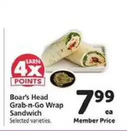 Safeway Boar's Head Grab-n-Go Wrap Sandwich offer