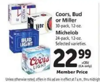 Safeway Coors, Bud or Miller offer