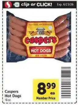 Safeway Caspers Hot Dogs offer
