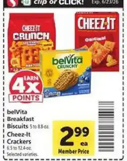 Safeway belVita Breakfast Biscuits / Cheez-It Crackers offer