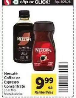 Safeway Nescafé Coffee or Espresso Concentrate offer