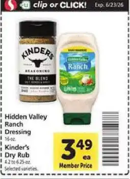 Safeway Hidden Valley Ranch Dressing / Kinder's Dry Rub offer