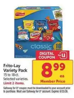 Safeway Frito Lay Variety Pack offer