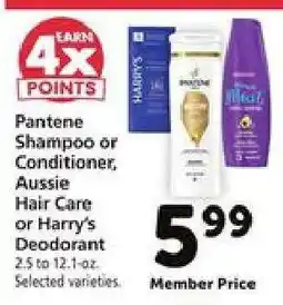 Safeway Pantene Shampoo or Conditioner, Aussie Hair Care or Harry's Deodorant offer