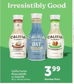 Safeway Califia Farms Almondmilk, or Oatmilk offer