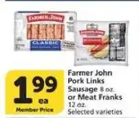 Albertsons Farmer John Pork Links Sausage or Meat Franks offer