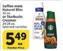 Albertsons Coffee-Mate Natural Bliss or Starbucks Creamer offer