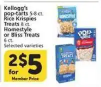 Albertsons Kellogg's Pop-Tarts, Rice Krispies Treats, Homestyle or Bliss Treats offer