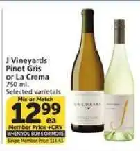 Albertsons J Vineyards Pinot Gris or La Crema offer