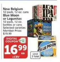 Albertsons New Belgium, Blue Moon or Lagunitas offer