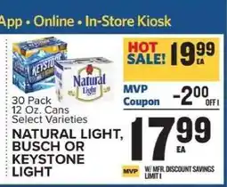 Food Lion Natural Light, Busch or Keystone Light offer