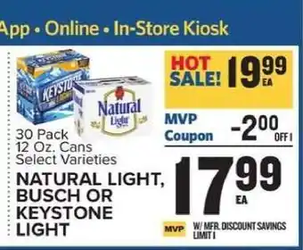 Food Lion Natural Light, Busch or Keystone Light offer