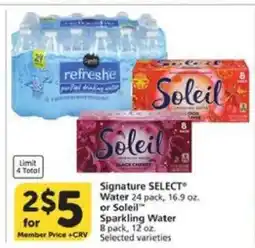 Albertsons Signature SELECT Water or Soleil Sparkling Water offer
