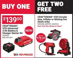 Ace Hardware CRAFTSMAN V20 Advanced 3 Ah Battery & Charger Starter Kit offer