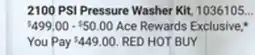 Ace Hardware EGO 2100 PSI Pressure Washer Kit offer