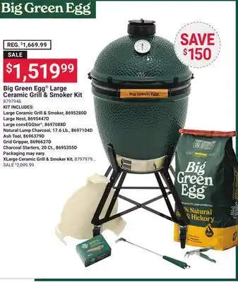 Ace Hardware Big Green Egg Large Ceramic Grill & Smoker Kit offer